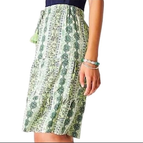 J. Jill Dresses & Skirts - J Jill Riviera Tiered Mojito Floral Stripe A-line Pull-on Skirt Size Petite XL